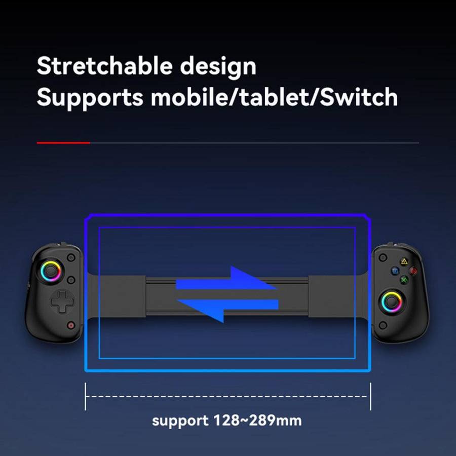 Techsuit - Wireless Controller (BSP-D8 Pro) - for Phones, Tablets (Android, iOS, PS4), Bluetooth, RGB Lights, 400mAh - Black