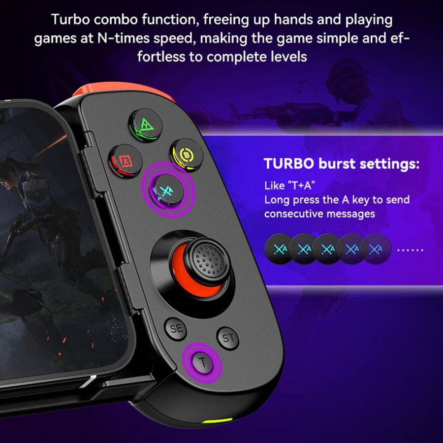 Techsuit - Wireless Controller (D6 DP) - for Phones, Bluetooth, 400mAh - Black
