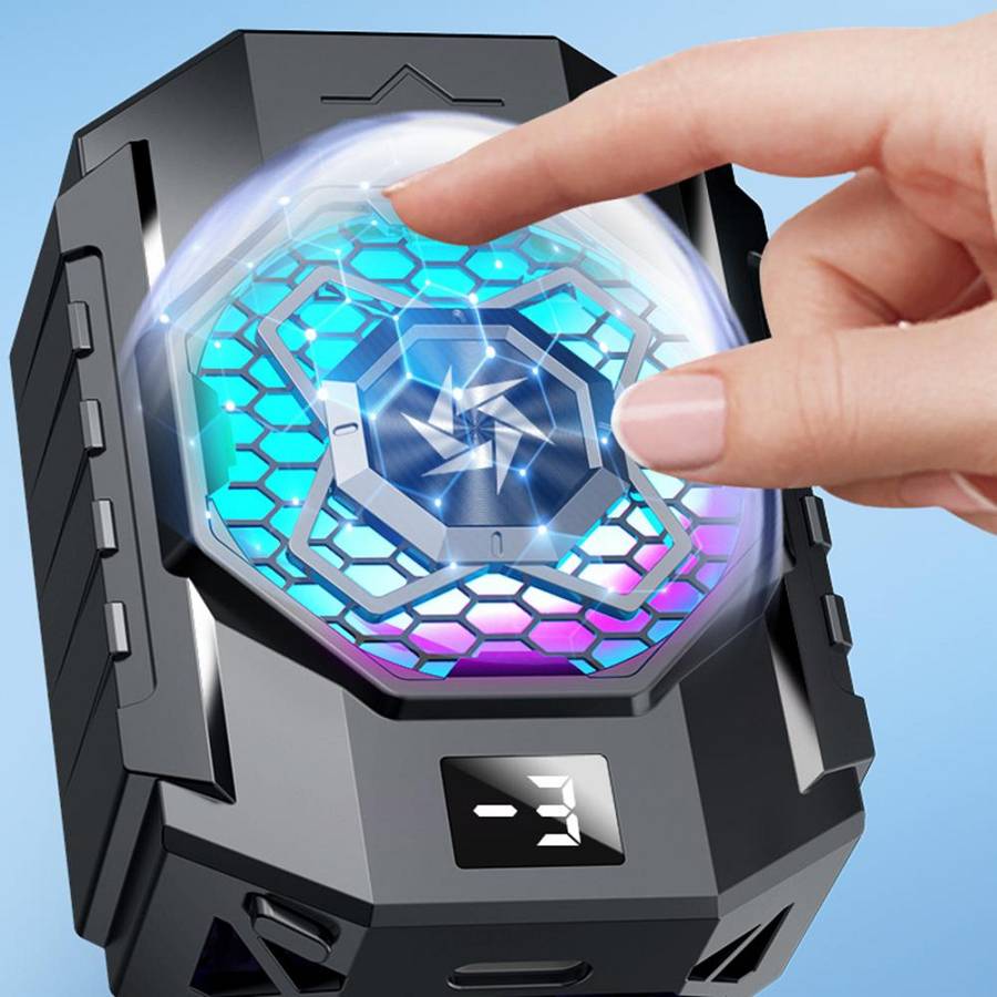 Techsuit - Phone Cooler (SL31) - with Digital Display, Gear Button, Lights, Fast Cooling - Black
