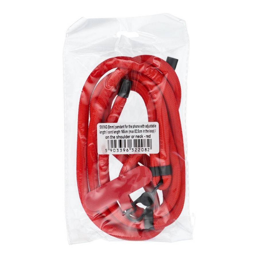 SWING (8mm) Phone lanyard, Phone pendant,adjustable length,cord length 165cm on the shoulder or neck red