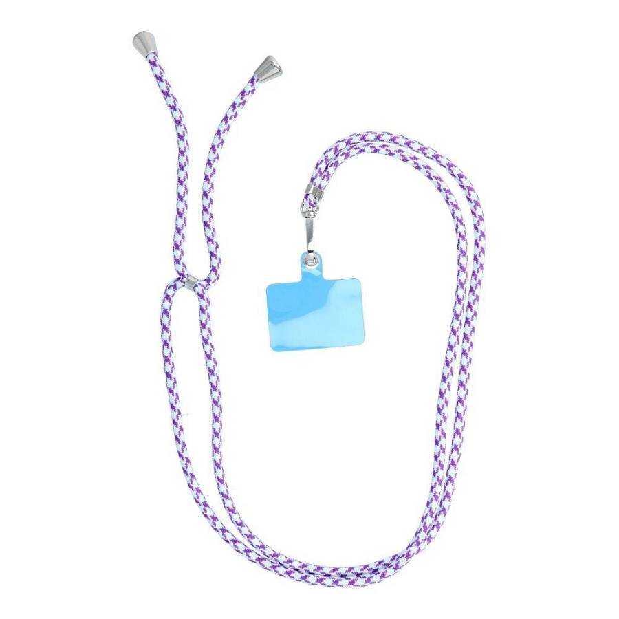 SWING (6mm) Phone lanyard, Phone pendant adjustable length cord length 165cm (max 82.5cm in the loop) on the shoulder white purp