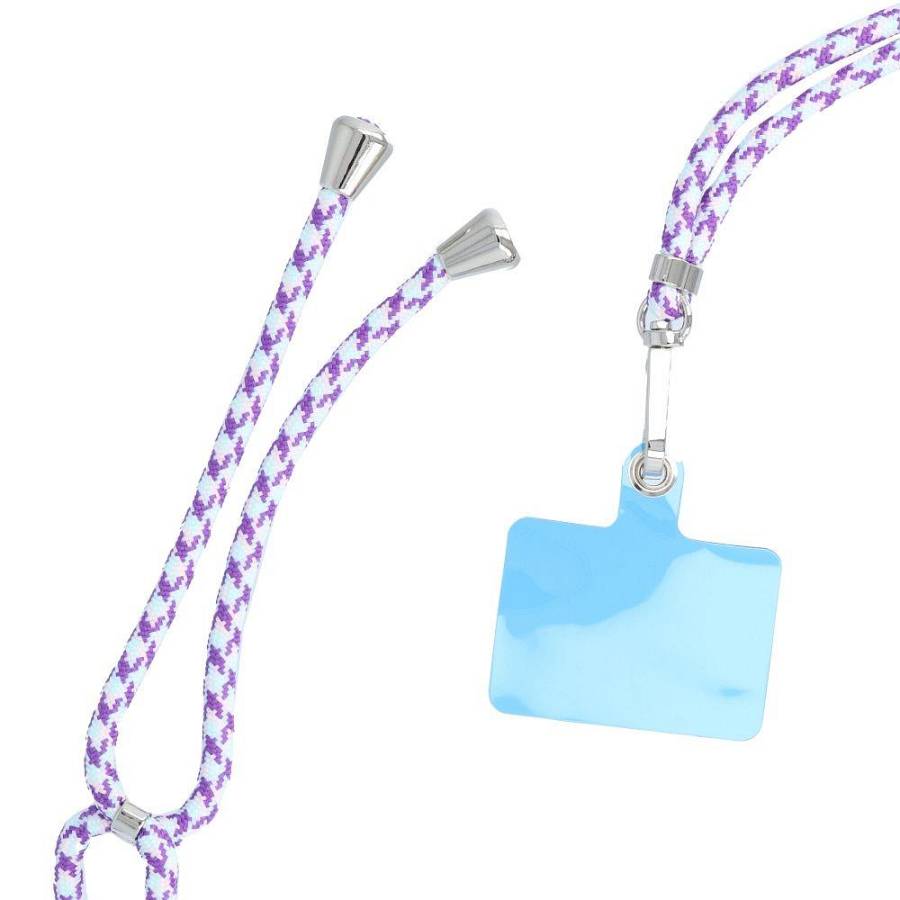 SWING (6mm) Phone lanyard, Phone pendant adjustable length cord length 165cm (max 82.5cm in the loop) on the shoulder white purp