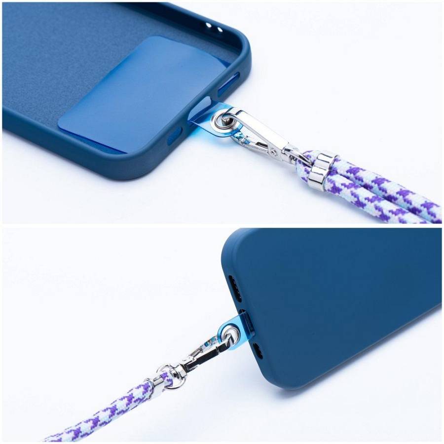 SWING (6mm) Phone lanyard, Phone pendant adjustable length cord length 165cm (max 82.5cm in the loop) on the shoulder white purp