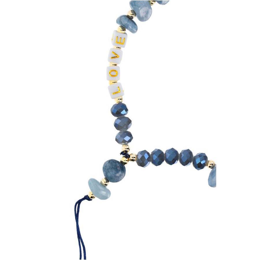 LOVE Phone lanyard,Phone pendant,cord length 44cm (22cm in the loop)on hand lite blue