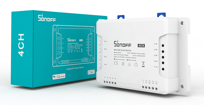 SONOFF Smart Διακόπτης WiFi 4CH R3, 4 θέσεων, 16A, λευκός 4CHR3