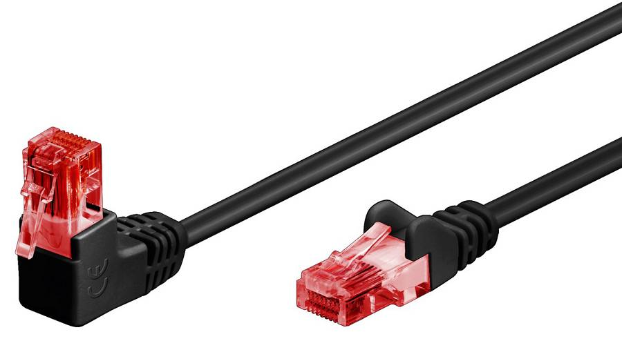 GOOBAY καλώδιο δικτύου 51515, CAT 6 U/UTP, γωνιακό, CCA, 1m, μαύρο 51515