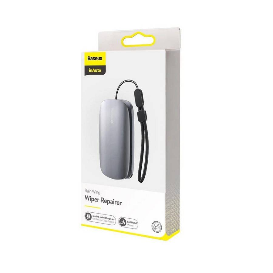 Baseus - Car Wiper Regenerator (CRXFQ-0A) - One-touch Repair, with Portable Lanyard, Fine Sanding Strip, Metal - Gray