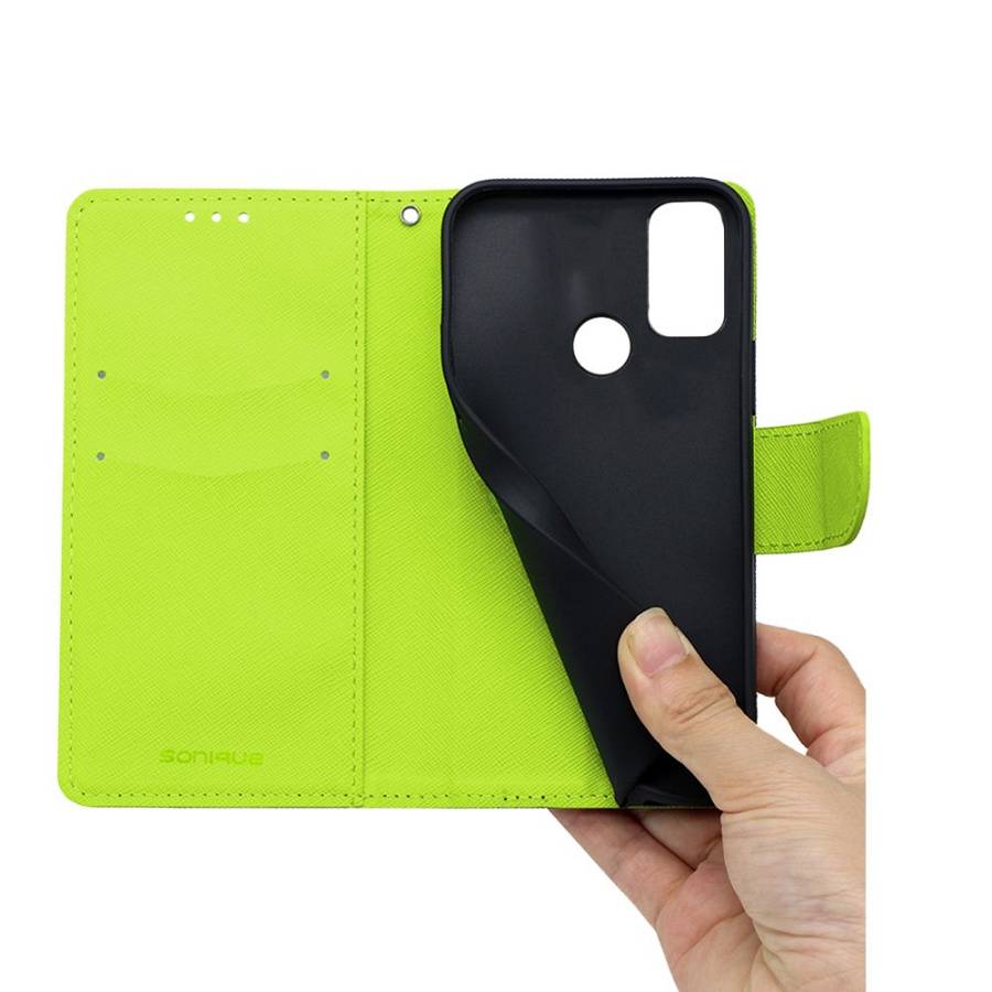 Θήκη Πορτοφόλι Sonique Trend Wallet TCL 20Y Σκούρο Μπλε / Λαχανί