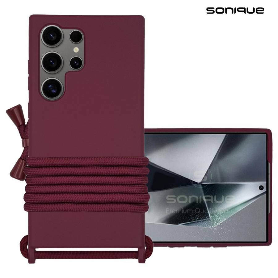 Θήκη Σιλικόνης με Κορδόνι CarryHang Sonique Samsung Galaxy S24 Ultra Μπορντό