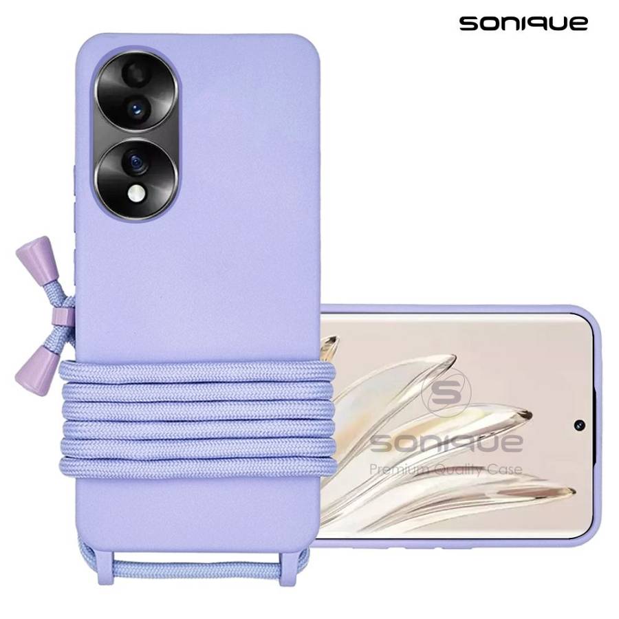 Θήκη Σιλικόνης με Κορδόνι CarryHang Sonique Honor 70 5G Λιλά
