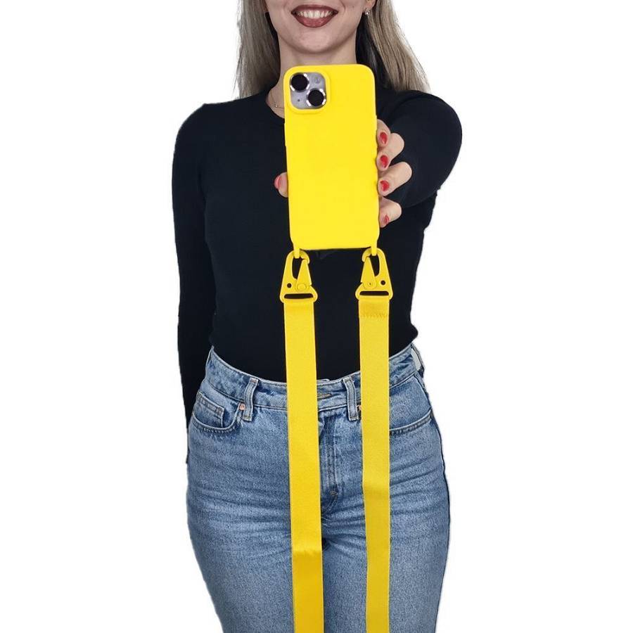 Θήκη Σιλικόνης με Strap CarryHang Sonique Samsung Galaxy A15 4G / Galaxy A15 5G Κίτρινο