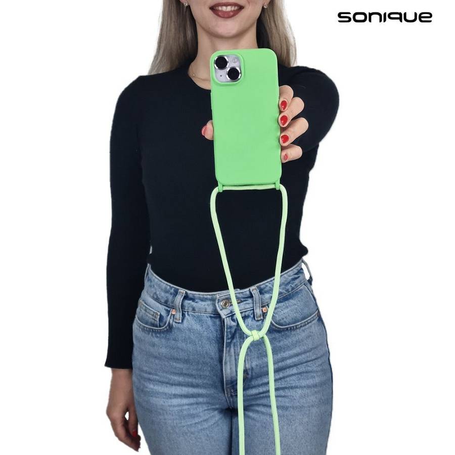 Θήκη Σιλικόνης με Κορδόνι CarryHang Sonique Apple iPhone 15 Pro Πράσινο Ανοιχτό