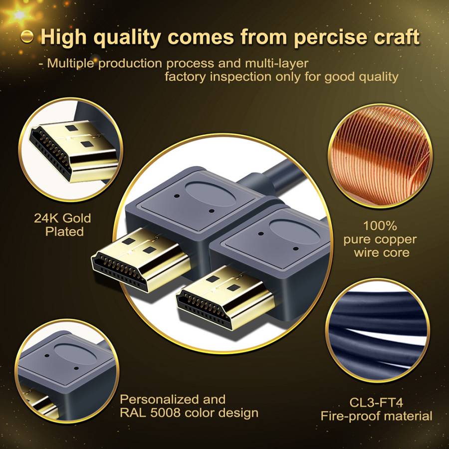 CABLETIME καλώδιο HDMI AV540-USHEAAG με Ethernet, slim, 4K/60Hz, 18 Gbps, 1m, μπλε 5210131130735