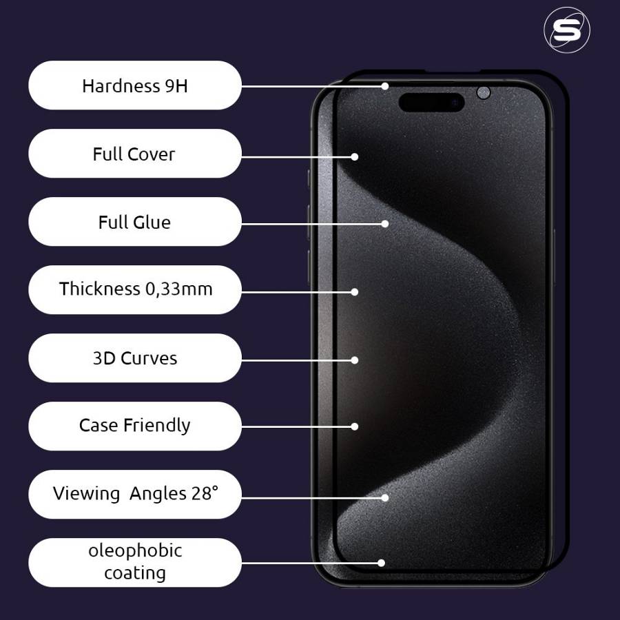Privacy Glass Sonique Premium Series HD Full Cover 9H Apple iPhone 13 Pro Max / iPhone 14 Plus Μαύρο