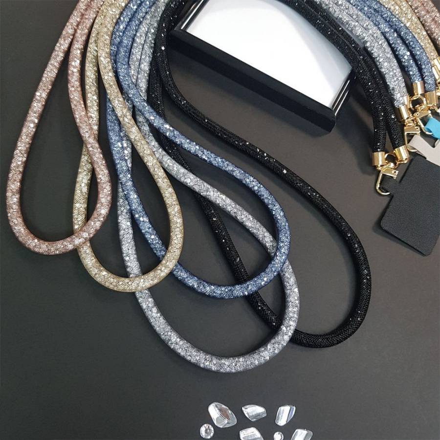 Κολιέ Λουράκι Sonique Glow Υφασμάτινο 110cm για Κινητό Μπλέ