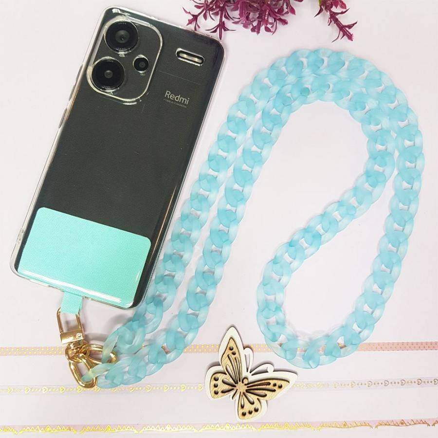 Κολιέ Λουράκι Sonique Rainbow Ακρυλικό 90cm για Κινητό Γαλάζιο