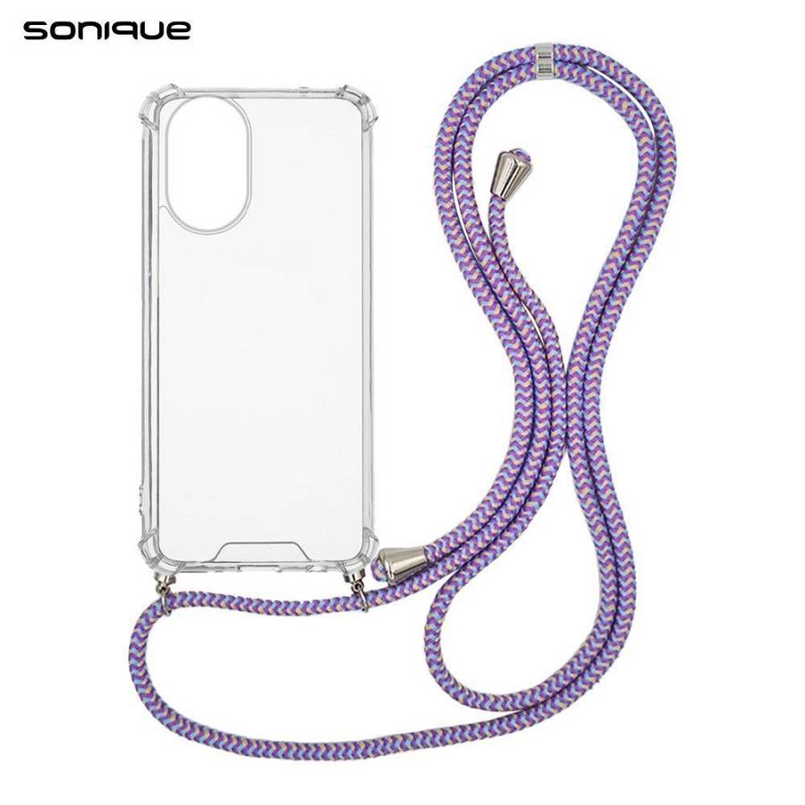 Θήκη Σιλικόνης με Κορδόνι Sonique Armor Clear Realme C67 4G Rainbow Λιλά