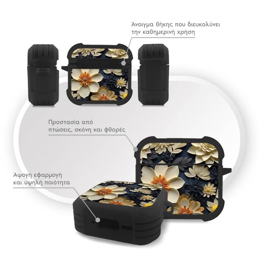 Θήκη Σιλικόνης Sonique 3D Flower Series για AirPods 4 Εκρού