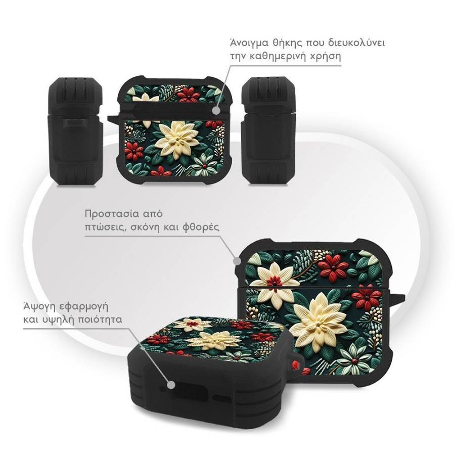 Θήκη Σιλικόνης Sonique 3D Flower Series για AirPods 4 Πράσινο