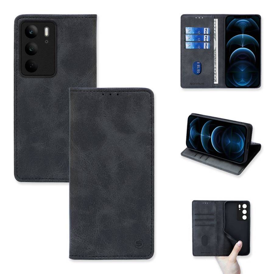 Θήκη Πορτοφόλι Vintage Magnet Wallet Sonique Realme C75 4G Μαύρο