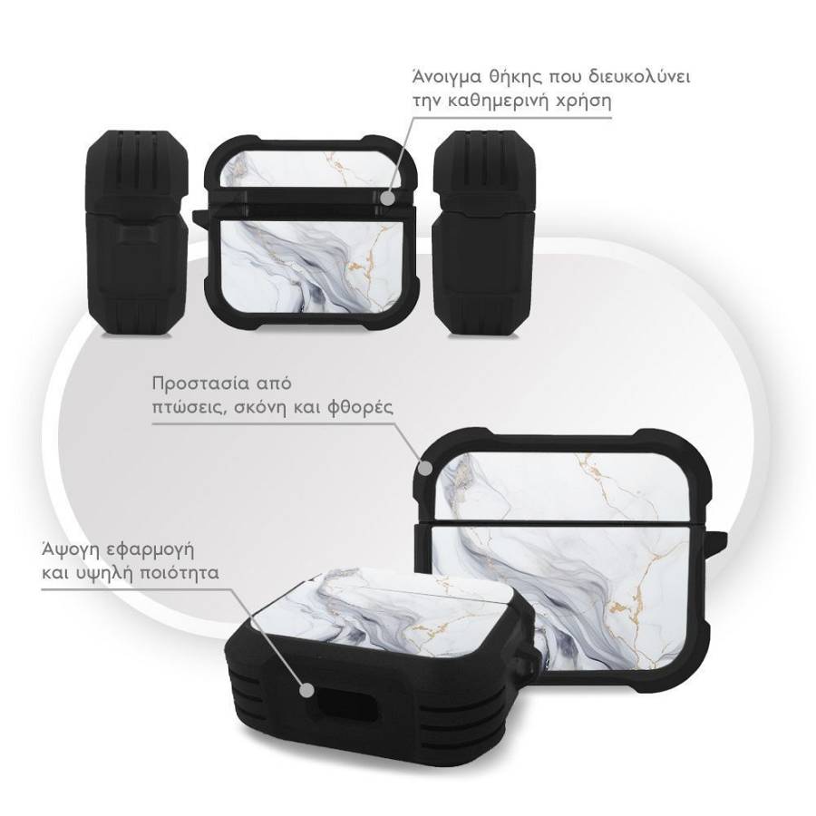 Θήκη Σιλικόνης Sonique Marble Series για AirPods 3 Λευκό 02