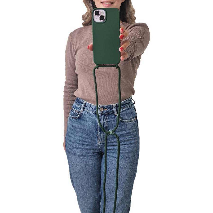 Θήκη Σιλικόνης με Κορδόνι CarryHang Sonique Apple iPhone 17 Pro Πράσινο Σκούρο