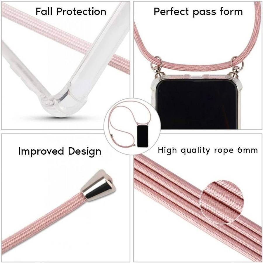 Θήκη Σιλικόνης με Κορδόνι Sonique Armor Clear Apple iPhone 17 Rainbow Κοραλλί