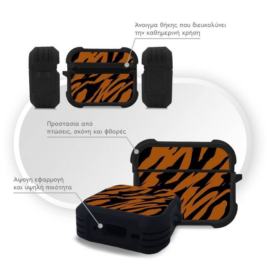 Θήκη Σιλικόνης Sonique Animal Print Series για AirPods Pro / Pro 2 Tiger 01