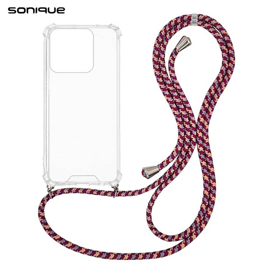 Θήκη Σιλικόνης με Κορδόνι Sonique Armor Clear Honor 400 Lite 5G Rainbow Μπορντό