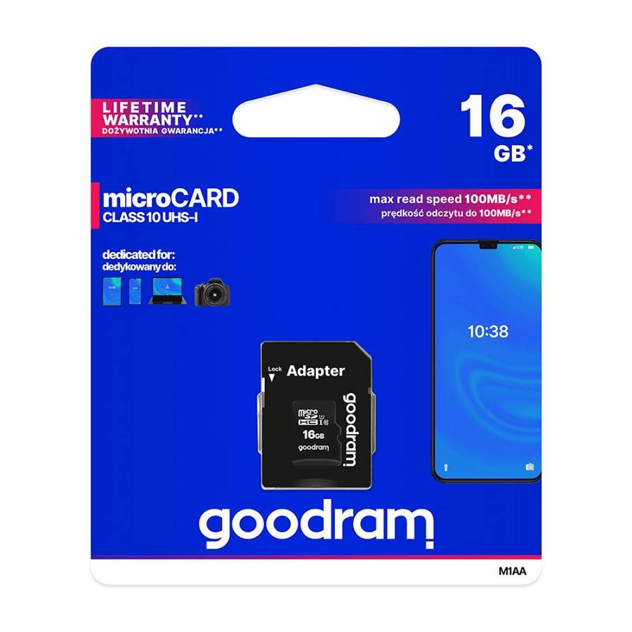 GoodRam - Memory Card MicroSDHC 16GB cl.10 με Αντάπτορα