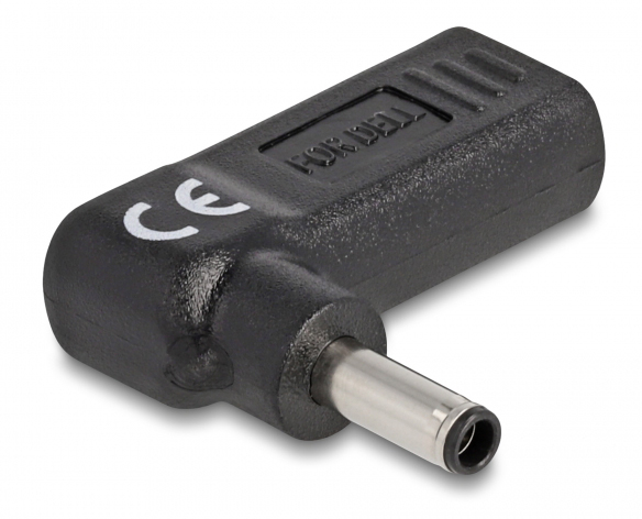 DELOCK αντάπτορας τροφοδοσίας 60007, USB-C σε Dell 4.5x3mm, 90°, μαύρος 60007