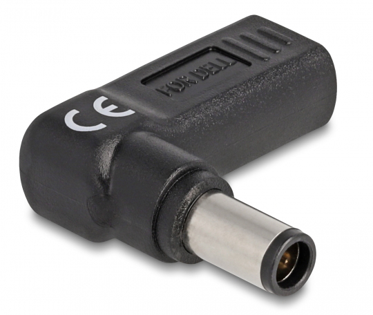 DELOCK αντάπτορας τροφοδοσίας 60008, USB-C σε Dell 7.4x5mm, 90°, μαύρος 60008