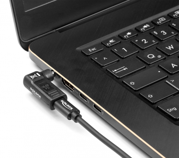 DELOCK αντάπτορας τροφοδοσίας 60011, USB-C σε 5.5x2.5mm, 90°, μαύρος 60011