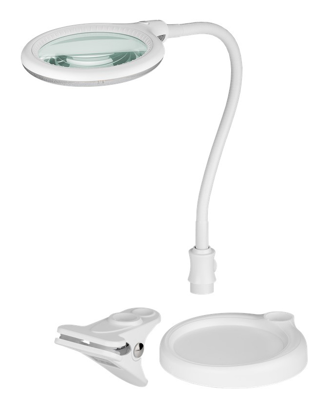 GOOBAY μεγεθυντικός φακός 60359 με κλιπ & βάση, LED, 3 διόπτρες, λευκός 60359