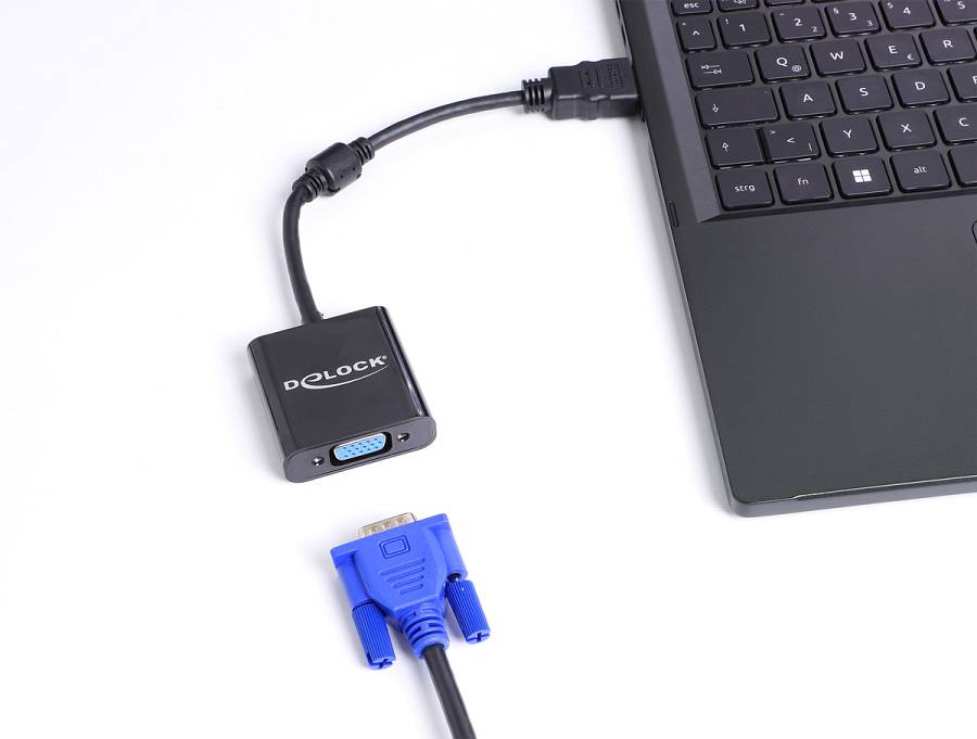 DELOCK αντάπτορας HDMI σε VGA 61077, 1080p, μαύρος 61077
