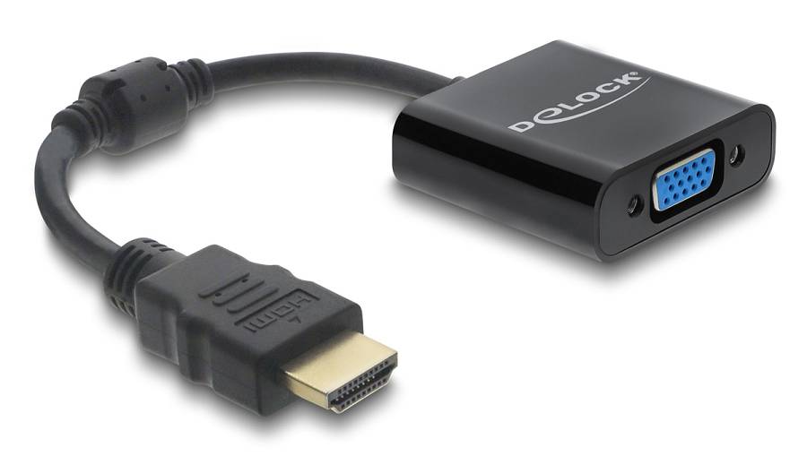 DELOCK αντάπτορας HDMI σε VGA 61077, 1080p, μαύρος 61077
