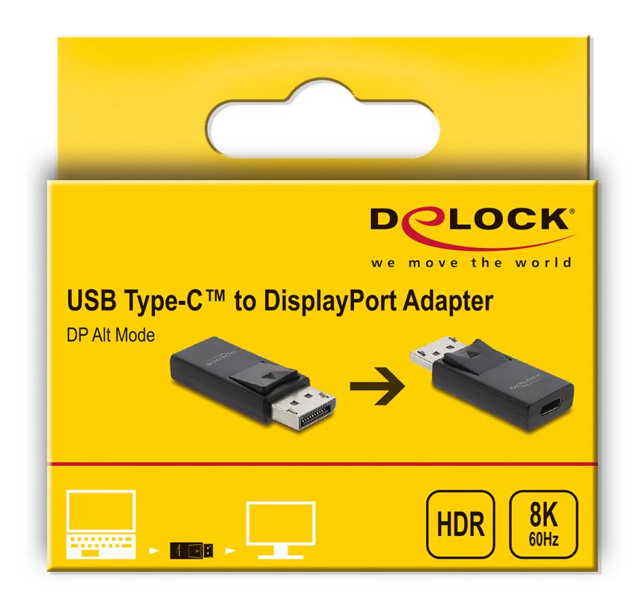 DELOCK αντάπτορας DisplayPort σε USB-C 61078, 8K/60Hz, μαύρος 61078