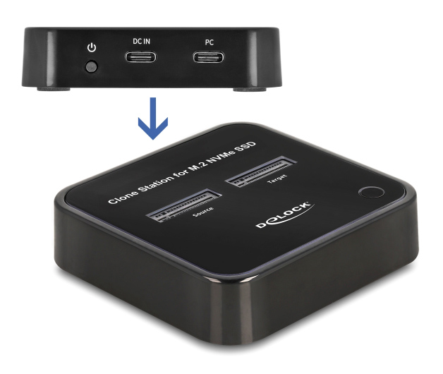 DELOCK docking station για M.2 NVMe SSD 64177, 2 θέσεων, 10Gbps, clone function, μαύρο 64177