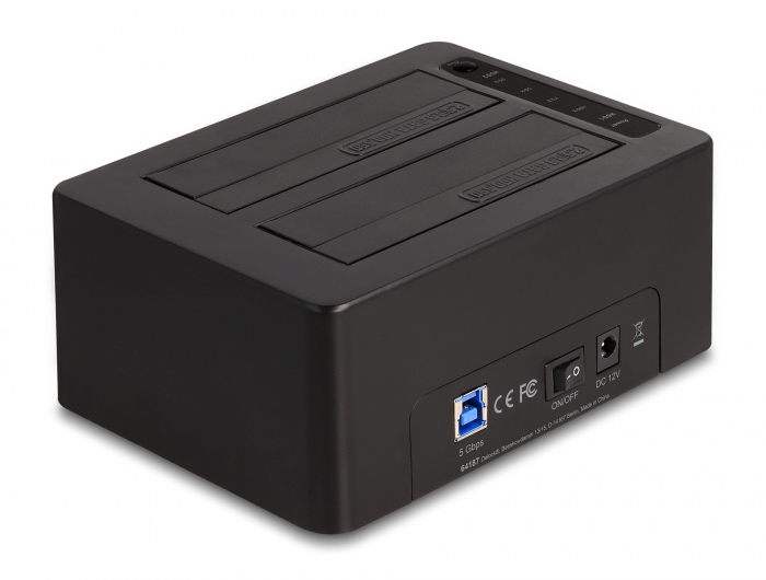 DELOCK docking station για 2.5 ή 3.5 SATA HDD/SSD 64187, 2 θέσεων, 5Gbps, clone/erase function, μαύρο 64187