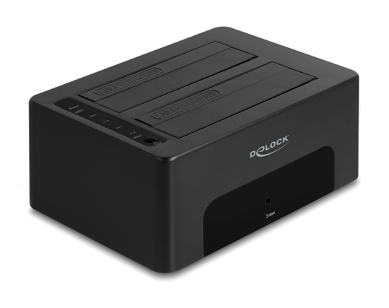 DELOCK docking station για 2.5 ή 3.5 SATA HDD/SSD 64187, 2 θέσεων, 5Gbps, clone/erase function, μαύρο 64187