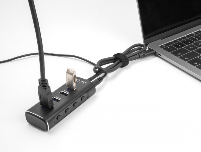 DELOCK USB hub 64233 με διακόπτες, 4 θυρών, 10Gbps, USB-C σύνδεση, μαύρο 64233