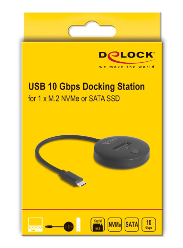 DELOCK docking station για M.2 NVMe/SATA SSD 64254, 10Gbps, μαύρο 64254