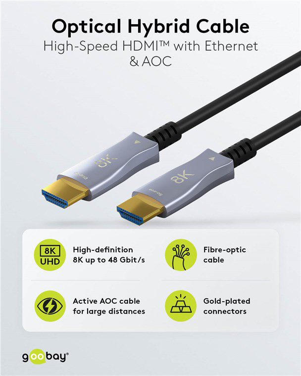 GOOBAY καλώδιο HDMI 2.1 65560 με Ethernet, 8K/60Hz, 48 Gbps, 30m, μαύρο 65560GB