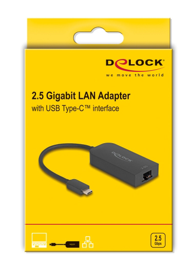 DELOCK αντάπτορας δικτύου 66045, USB, 2.5Gbps Ethernet, μαύρος 66045