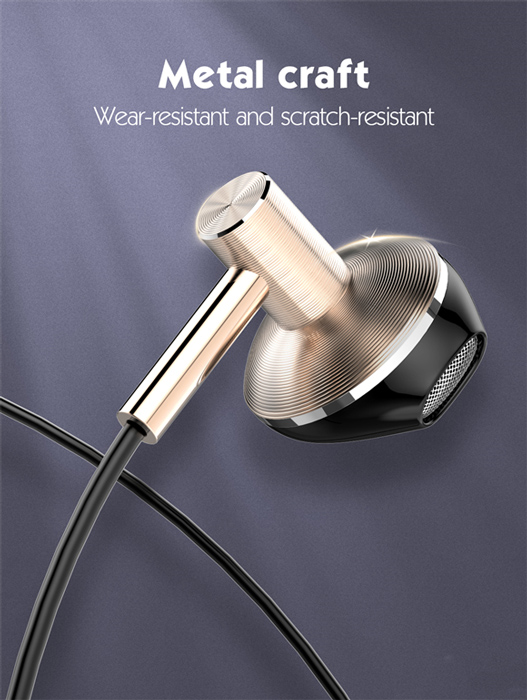 LDNIO earphones με μικρόφωνο HP09, 3.5mm σύνδεση, Φ13mm, 1.2m, ροζ χρυσό 6933138600696