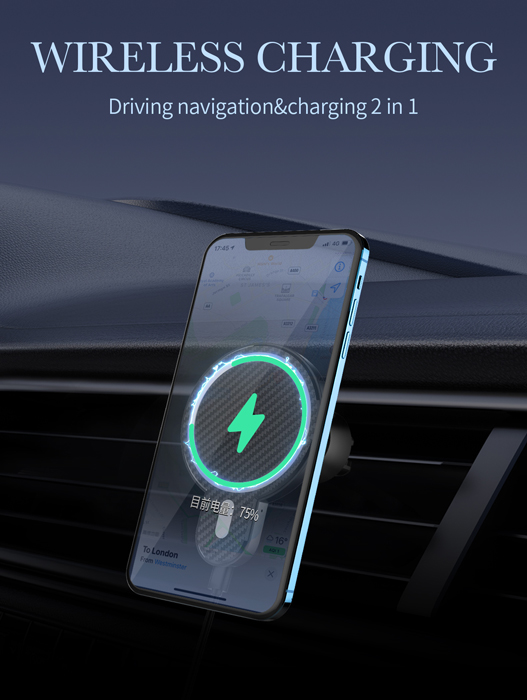 LDNIO ασύρματος φορτιστής & βάση αυτοκινήτου MA20, 15W, μαύρο 6933138691830