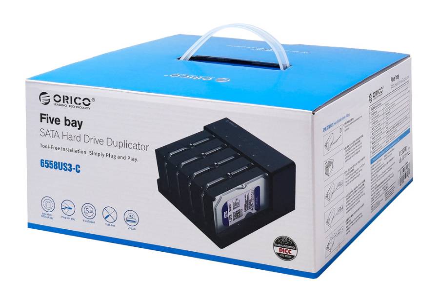ORICO docking station για 2.5 ή 3.5 SATA HDD/SSD 6558US3-C, 5 θέσεων, 5Gbps, clone function, μαύρο 6936761811088