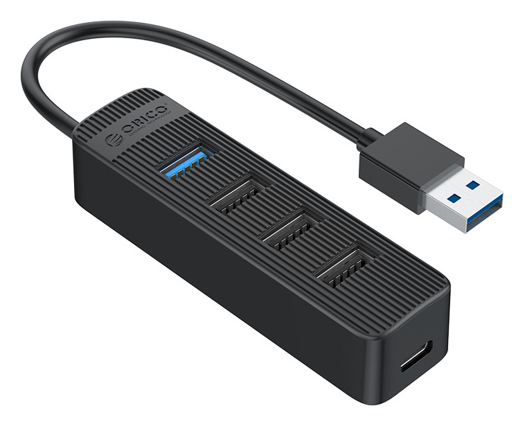 ORICO USB hub TWU32-4A, 4x θυρών, USB 3.0, 5Gbps, USB σύνδεση, έξτρα τροφοδοσία, μαύρο 6942227107848