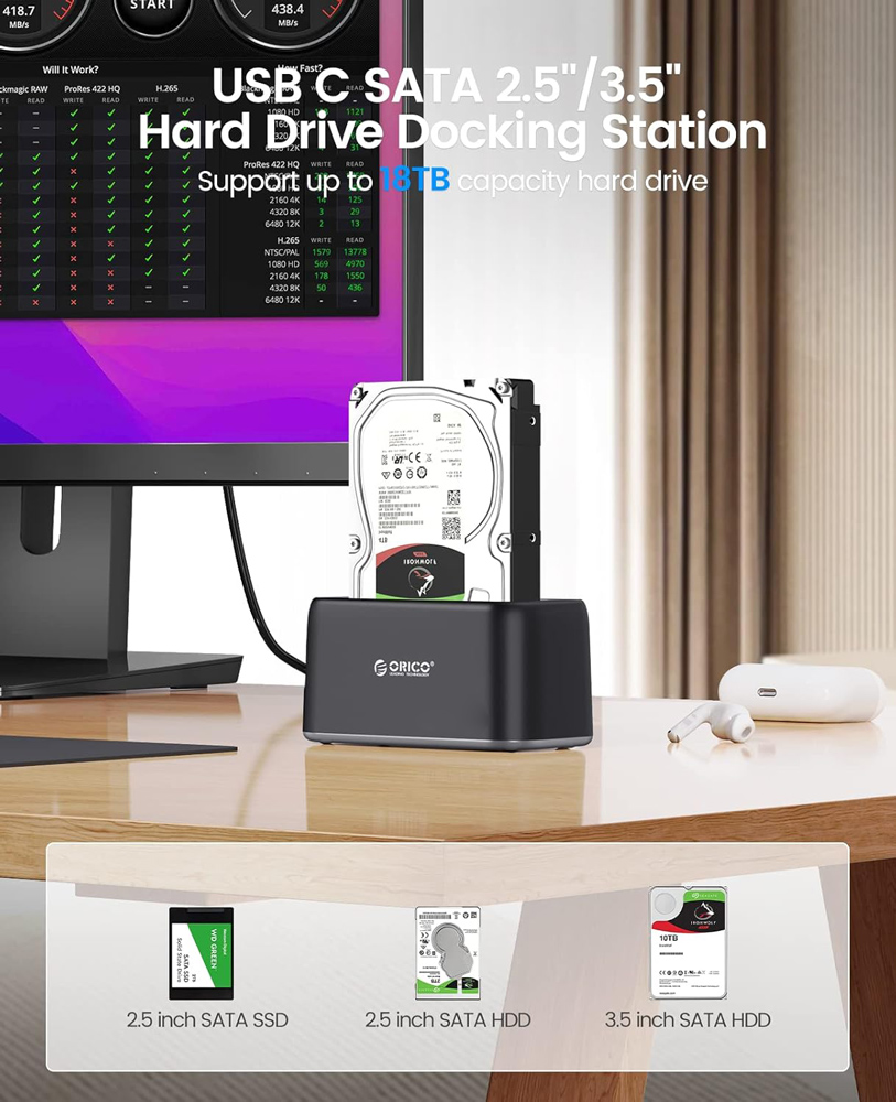 ORICO docking station για 2.5 ή 3.5 SATA HDD/SSD 6819C3-V1, 5Gbps, μαύρο 6942227118707