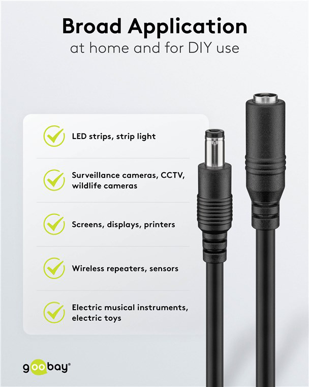 GOOBAY καλώδιο προέκτασης τροφοδοσίας 71401, 5.5x2.5mm, 3m, μαύρο 71401